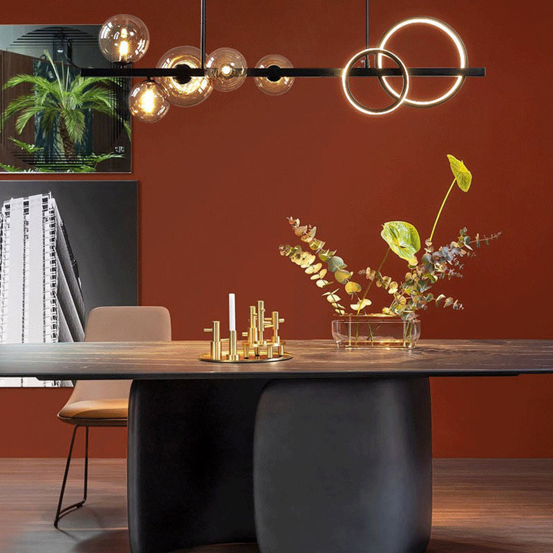 Nordic Style Iron Hanging Lamp Circle Shape Island Light Fixture for Bedroom