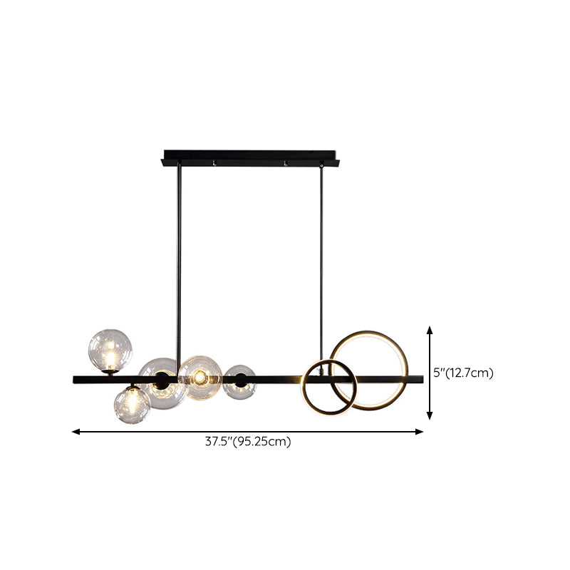 Nordic Style Iron Hanging Lamp Circle Shape Island Light Fixture for Bedroom