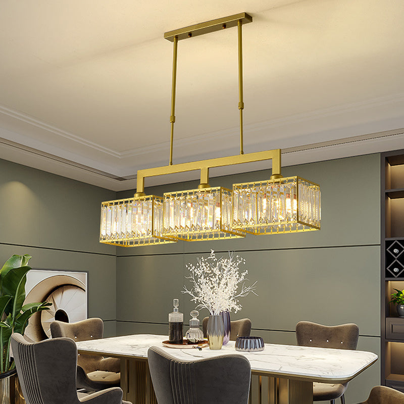 Nordic Style Hanging Lamp Crystal Island Light Fixture for Living Room