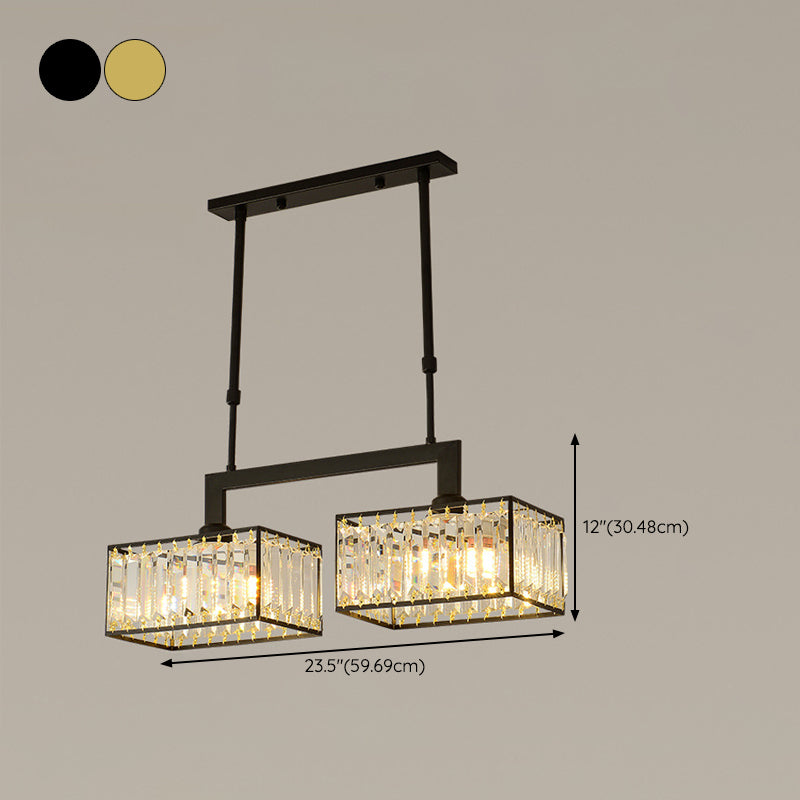 Nordic Style Hanging Lamp Crystal Island Light Fixture for Living Room