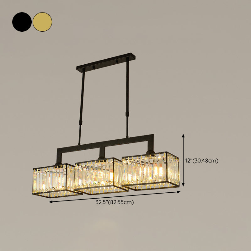 Nordic Style Hanging Lamp Crystal Island Light Fixture for Living Room