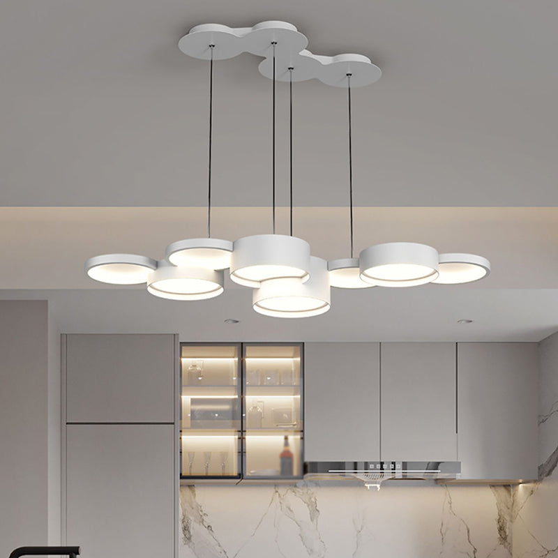 White Island Lamp Modern LED Island Hanging Light with Acrylic Shade for Bedroom
