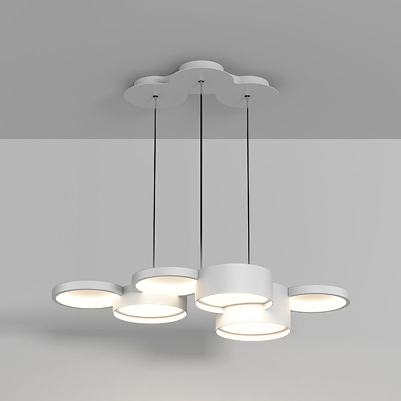White Island Lamp Modern LED Island Hanging Light with Acrylic Shade for Bedroom