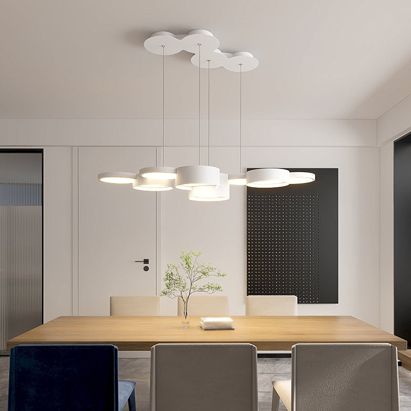 White Island Lamp Modern LED Island Hanging Light with Acrylic Shade for Bedroom