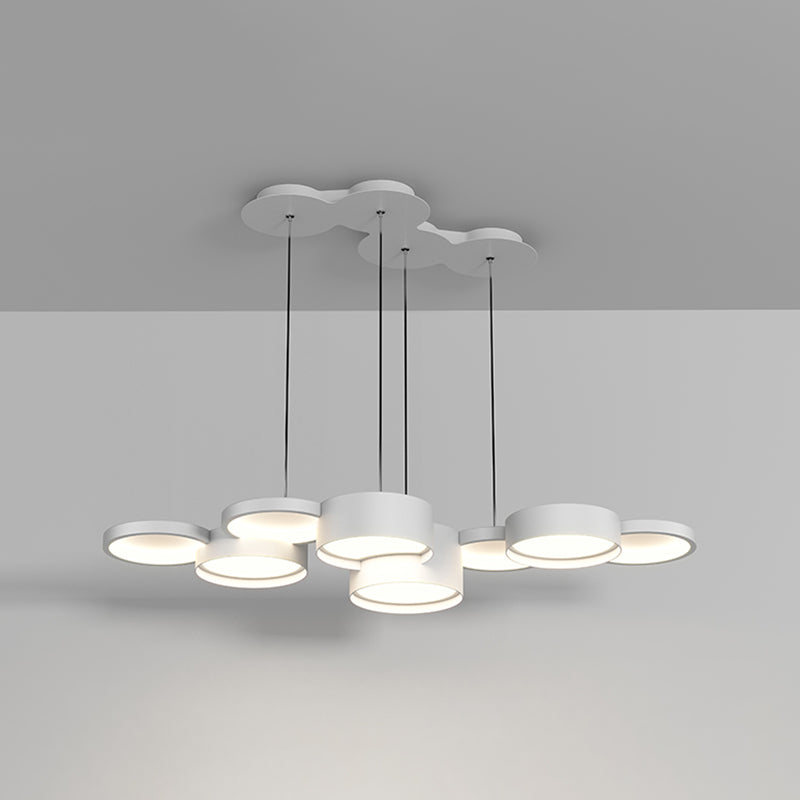 White Island Lamp Modern LED Island Hanging Light with Acrylic Shade for Bedroom