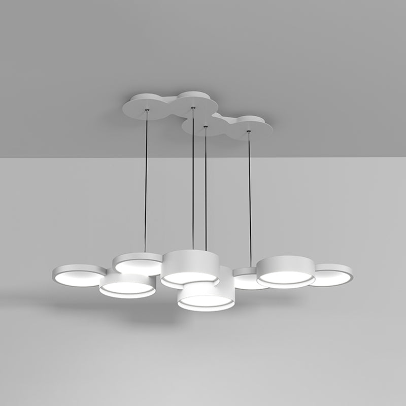 White Island Lamp Modern LED Island Hanging Light with Acrylic Shade for Bedroom