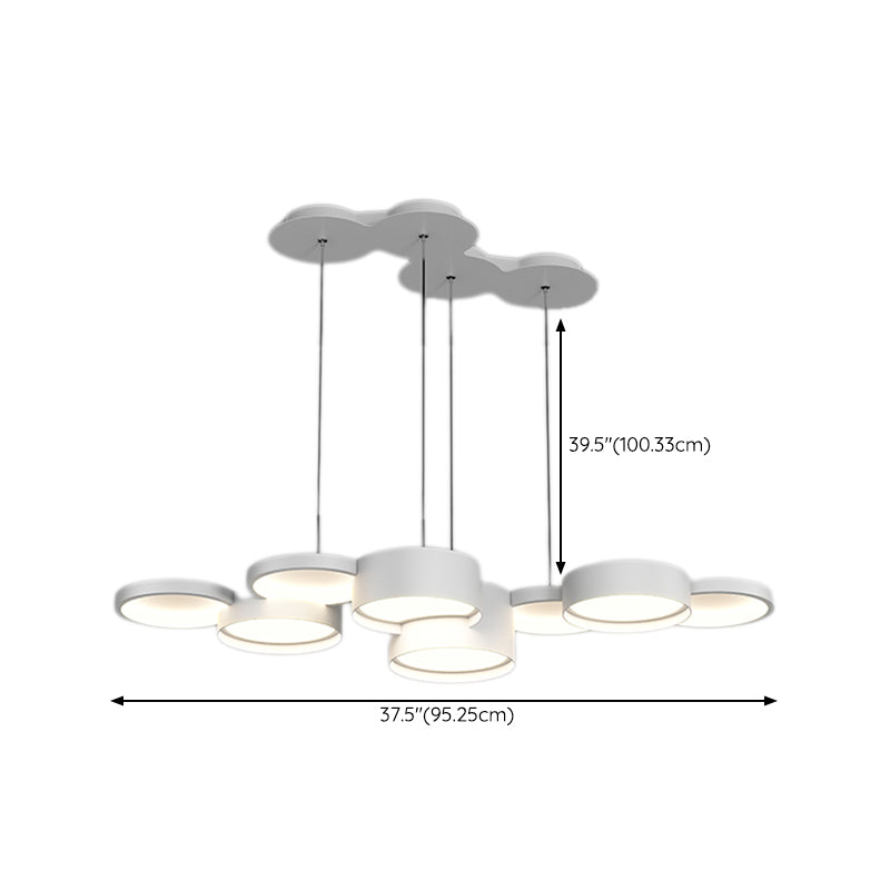 White Island Lamp Modern LED Island Hanging Light with Acrylic Shade for Bedroom