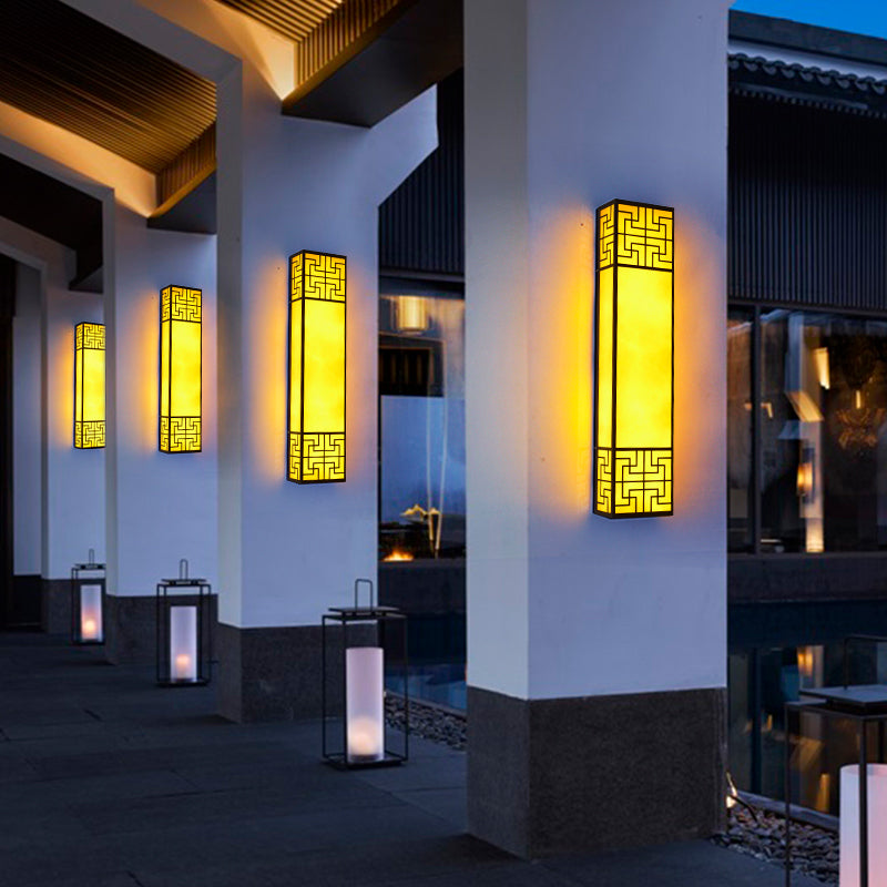 Rectangular Wall Sconce Contemporary Outdoor Wall Light Fixture for Courtyard