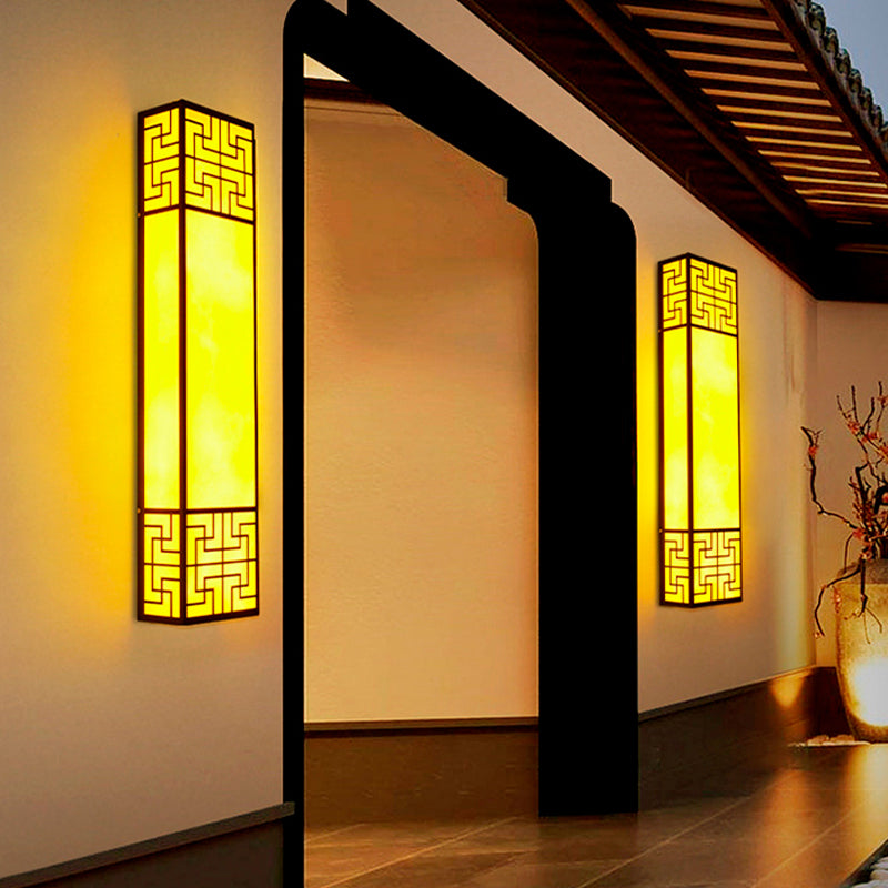 Rectangular Wall Sconce Contemporary Outdoor Wall Light Fixture for Courtyard