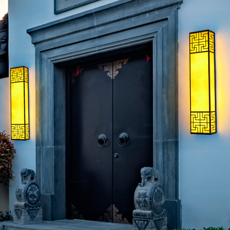 Rectangular Wall Sconce Contemporary Outdoor Wall Light Fixture for Courtyard