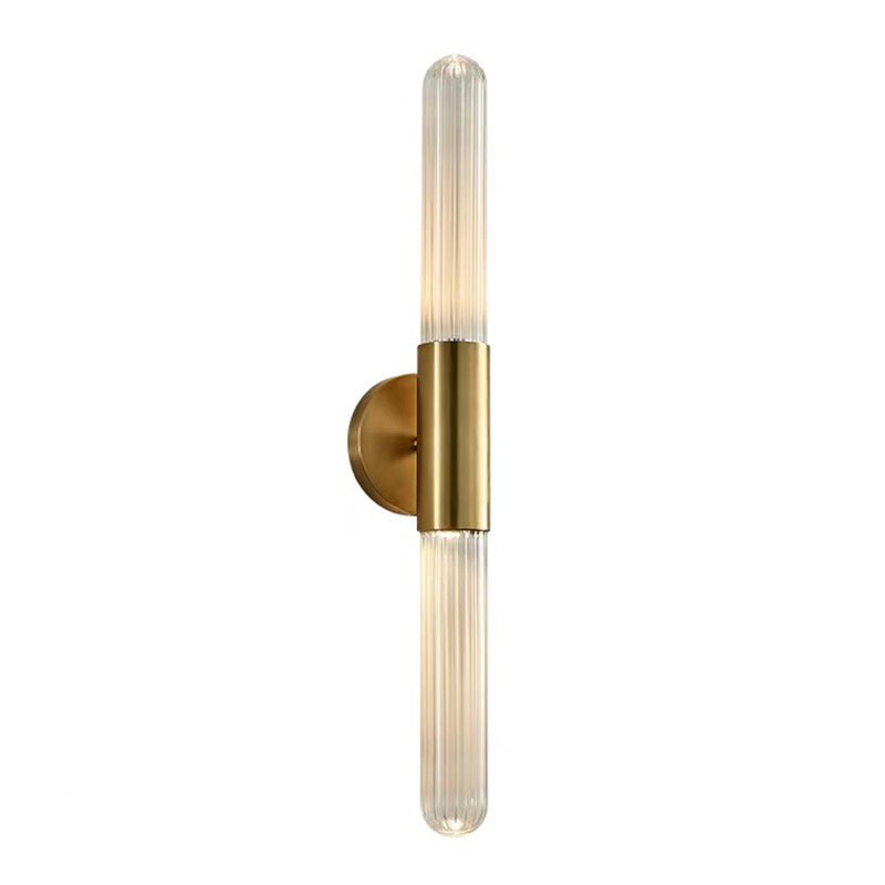 2-Light Golden Wall Mounted Sconce LED Glass Wall Light for Living Room