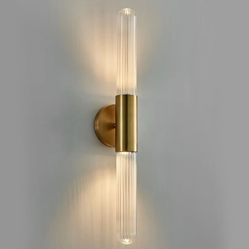 2-Light Golden Wall Mounted Sconce LED Glass Wall Light for Living Room