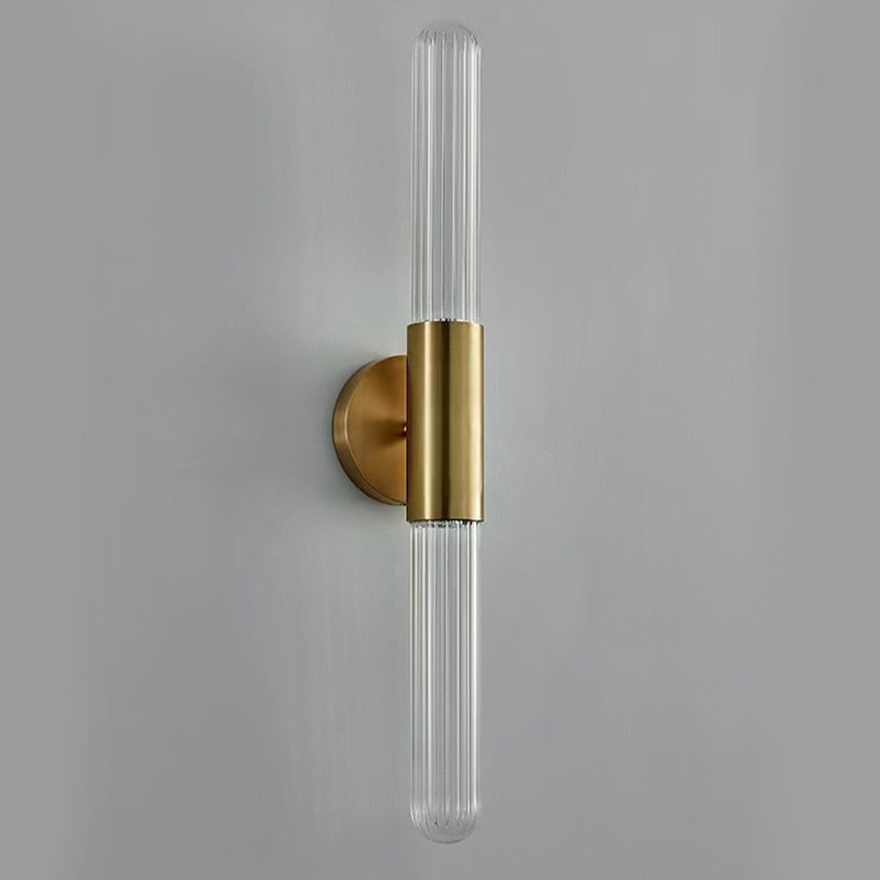2-Light Golden Wall Mounted Sconce LED Glass Wall Light for Living Room