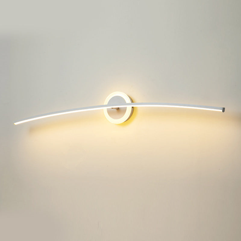 Modern Line Shape Wall Mounted Light 2 Lights Flush Mount Wall Sconce in White Finish