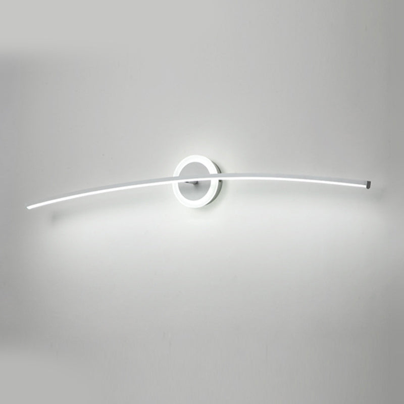 Modern Line Shape Wall Mounted Light 2 Lights Flush Mount Wall Sconce in White Finish