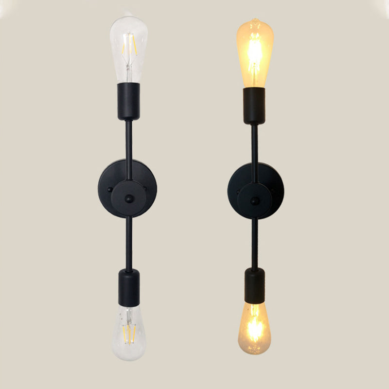 Black Modern Metal Wall Sconce Cylinder Shape Vanity Lamp for Bathroom