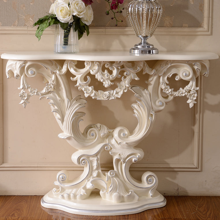 French Country Console Table Brown/Black/White/Gold Wooden Console Sofa Table