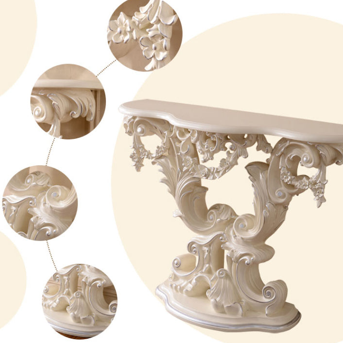 French Country Console Table Brown/Black/White/Gold Wooden Console Sofa Table