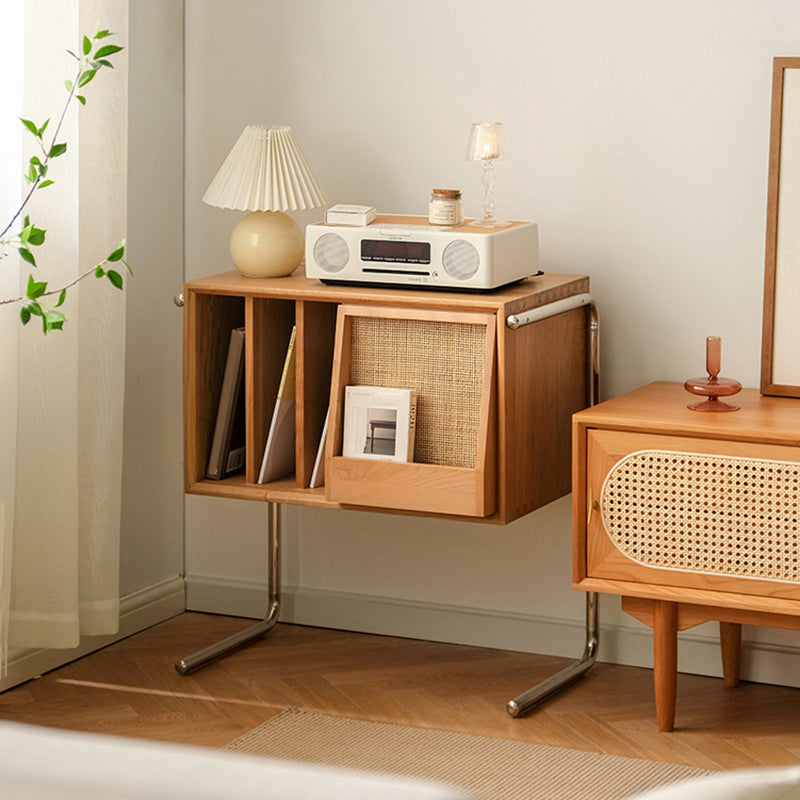 Modern Style Solid Wood Bookshelf Closed Back Bookcase with Door