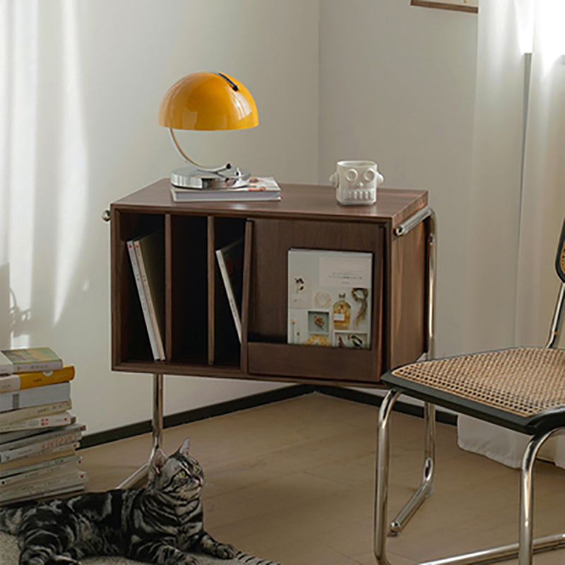 Modern Style Solid Wood Bookshelf Closed Back Bookcase with Door