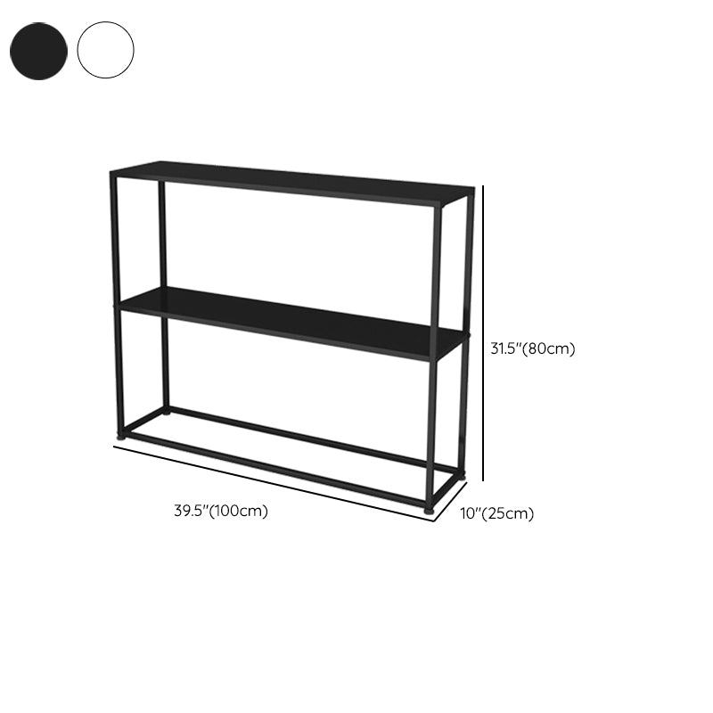 Horizontal Metal Bookshelf Modern Open Back Bookcase with Shelves