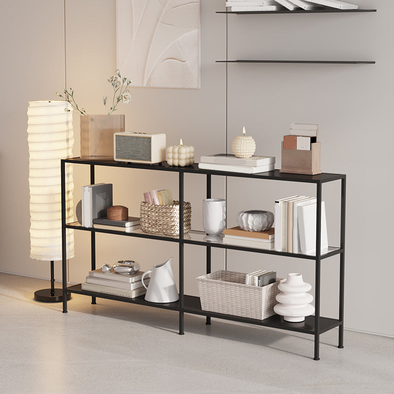 Modern Open Back Bookshelf Horizontal Metal Bookcase with Shelves