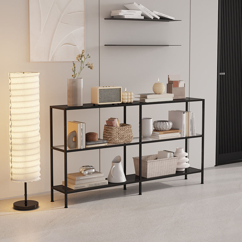 Modern Open Back Bookshelf Horizontal Metal Bookcase with Shelves
