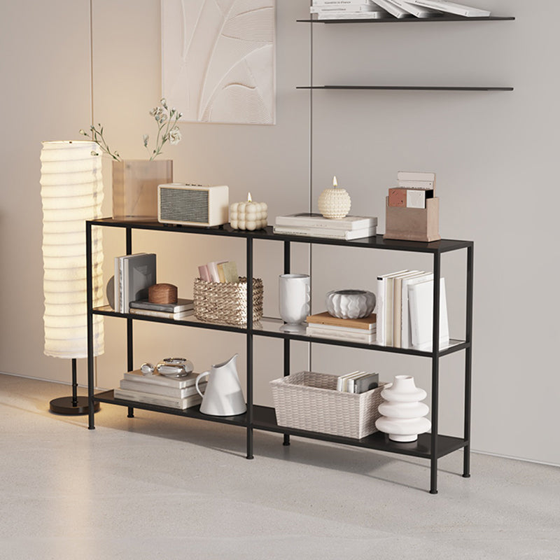 Modern Open Back Bookshelf Horizontal Metal Bookcase with Shelves