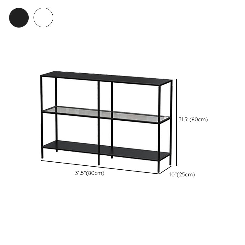 Modern Open Back Bookshelf Horizontal Metal Bookcase with Shelves