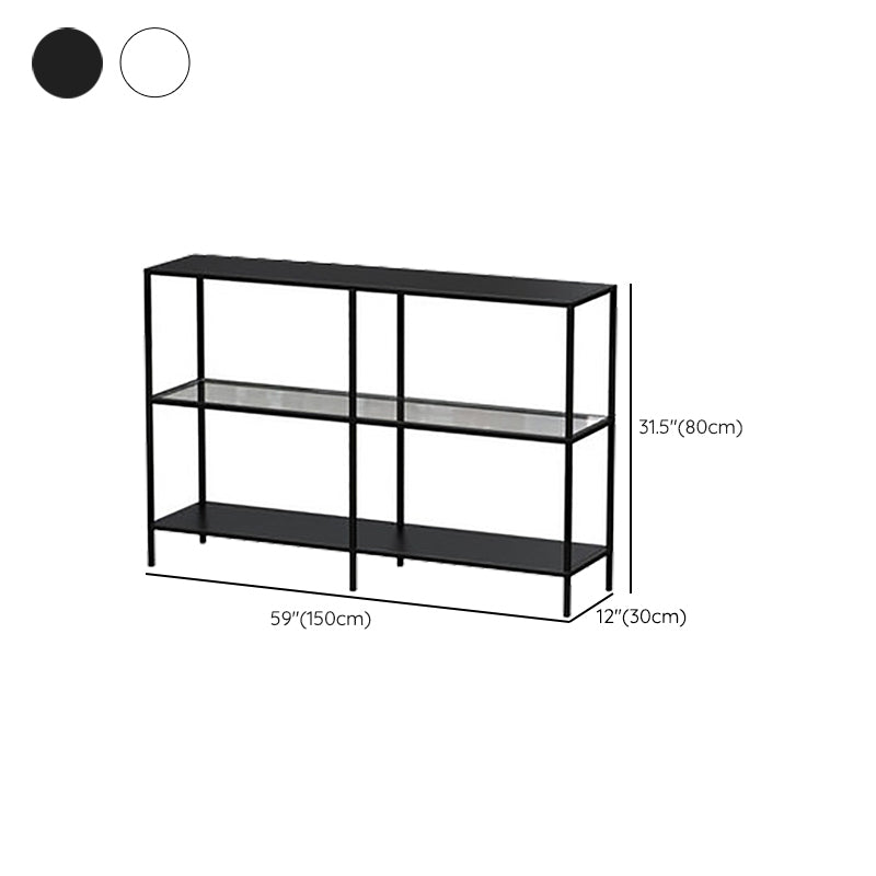 Modern Open Back Bookshelf Horizontal Metal Bookcase with Shelves