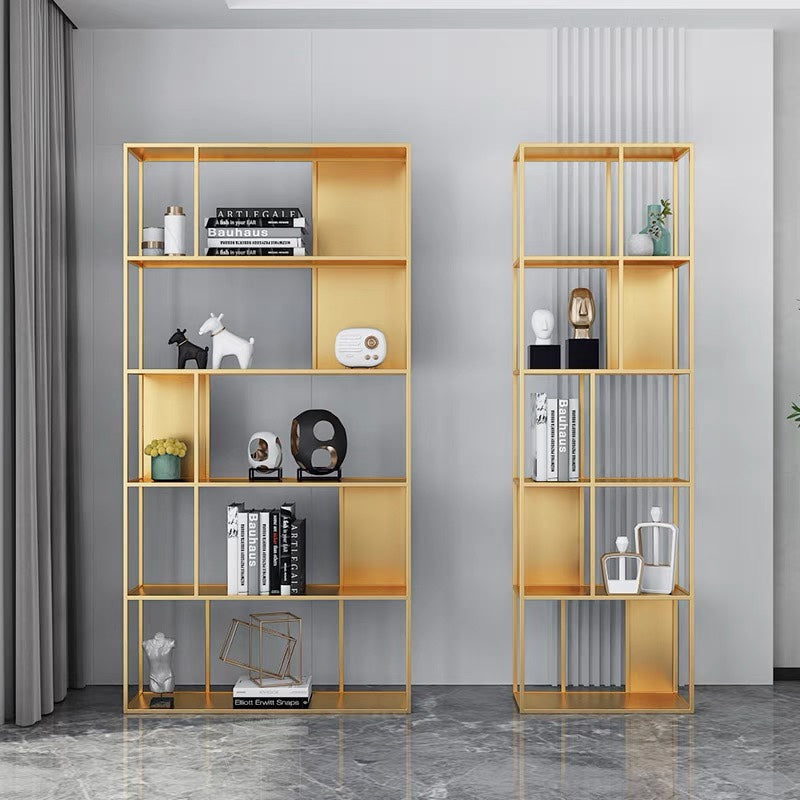 Contemporary Vertical Metal Bookshelf Open Back Bookcase with Shelves