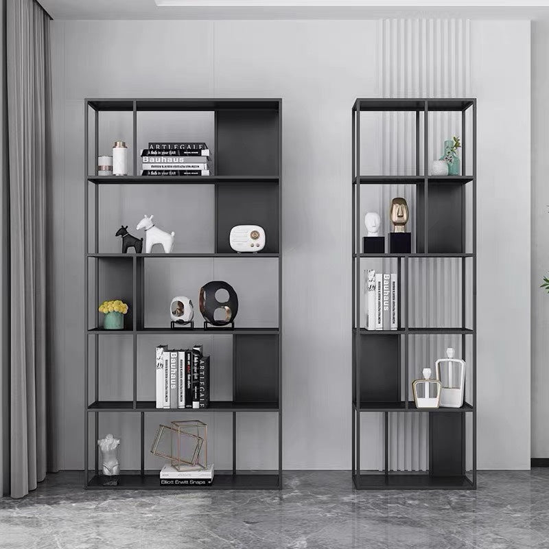 Contemporary Vertical Metal Bookshelf Open Back Bookcase with Shelves