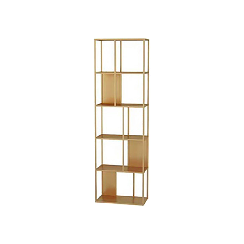 Contemporary Vertical Metal Bookshelf Open Back Bookcase with Shelves