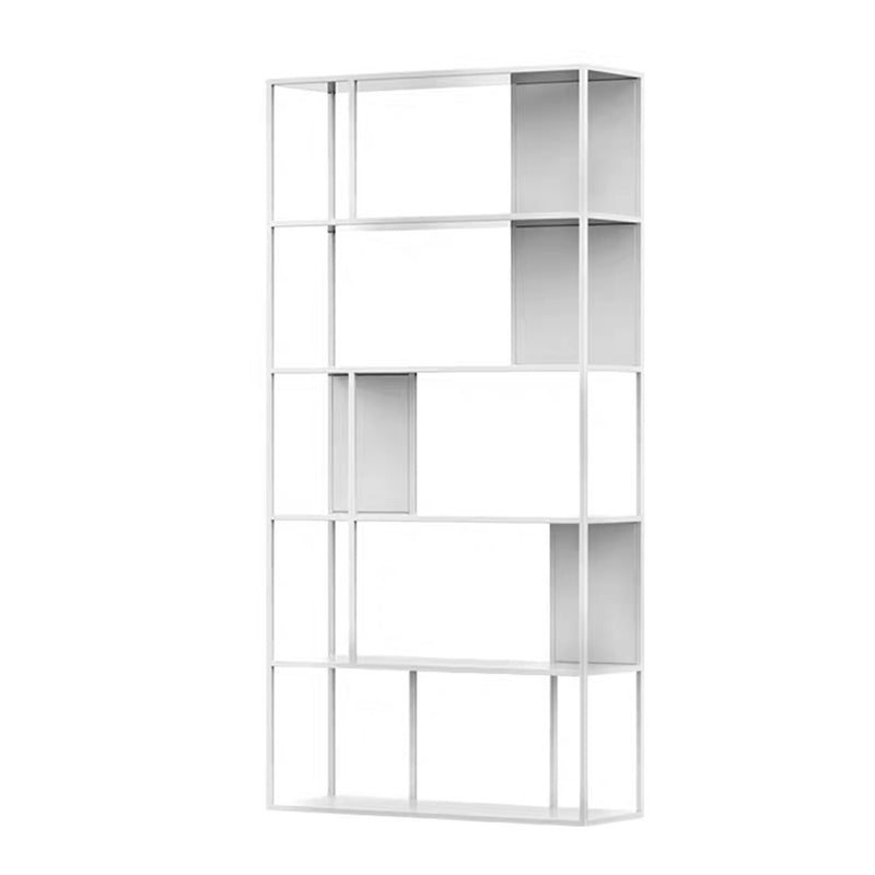 Contemporary Vertical Metal Bookshelf Open Back Bookcase with Shelves