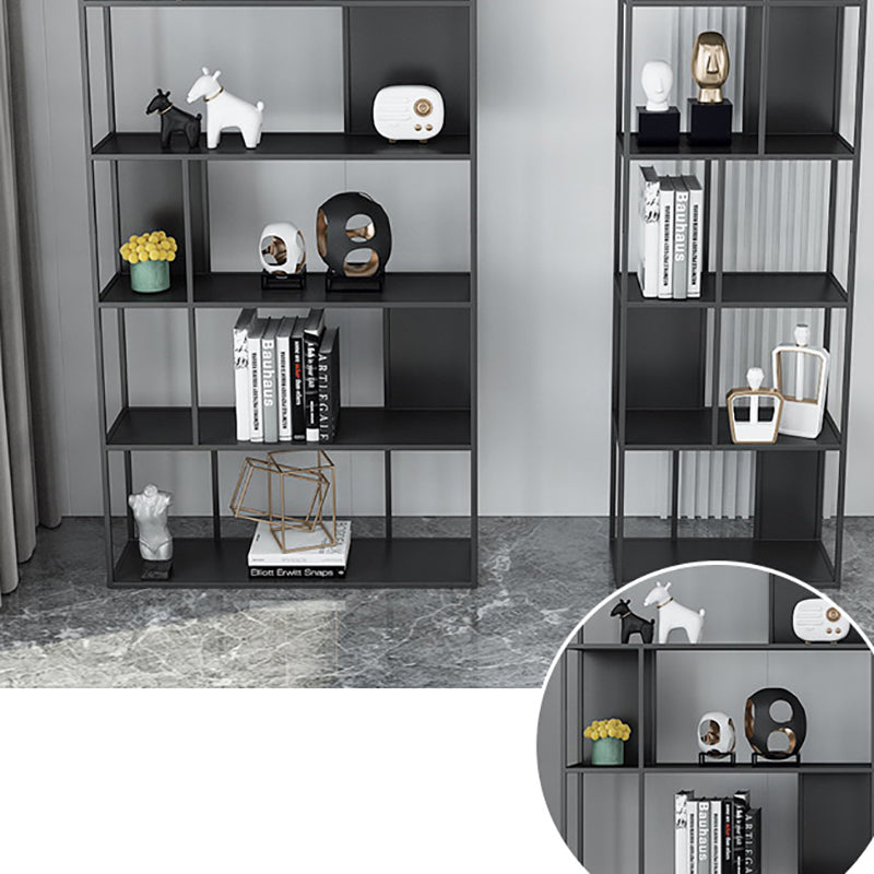 Contemporary Vertical Metal Bookshelf Open Back Bookcase with Shelves