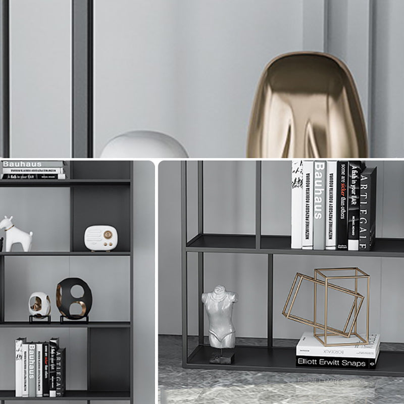 Contemporary Vertical Metal Bookshelf Open Back Bookcase with Shelves