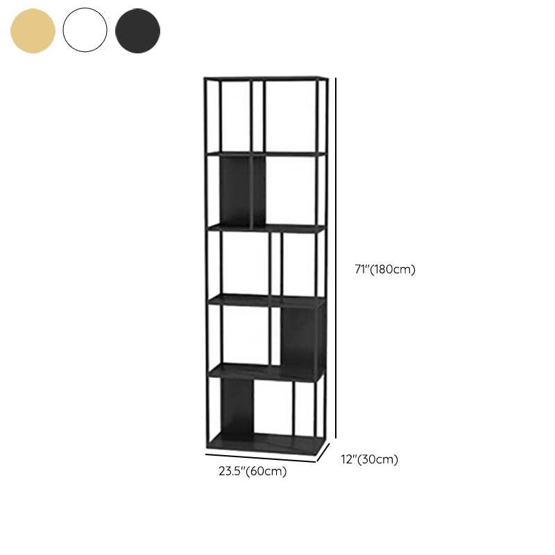 Contemporary Vertical Metal Bookshelf Open Back Bookcase with Shelves