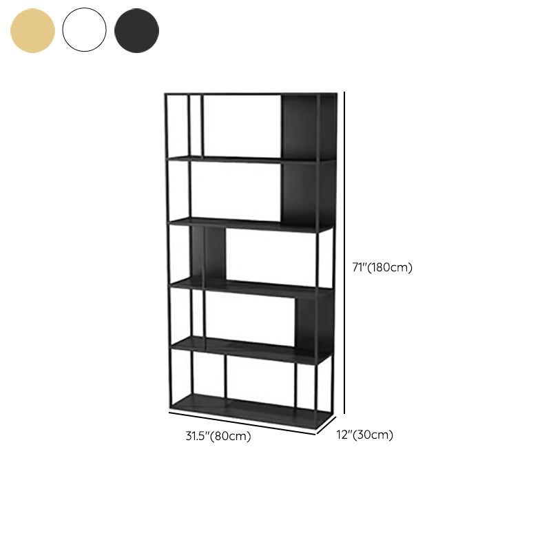 Contemporary Vertical Metal Bookshelf Open Back Bookcase with Shelves