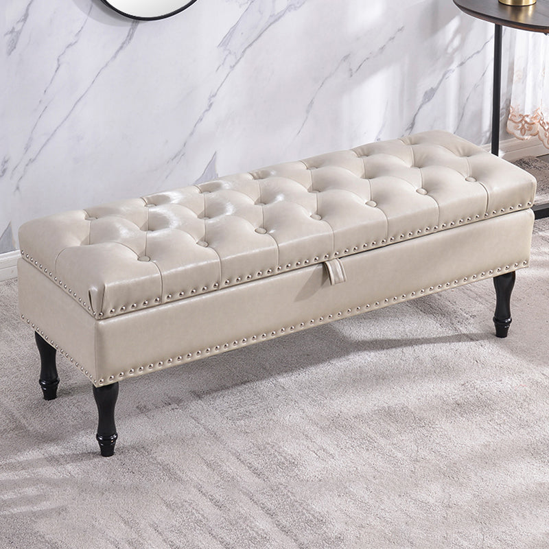 Rectangle Upholstered Bedroom Bench Modern Seating Bench with Wooden Base