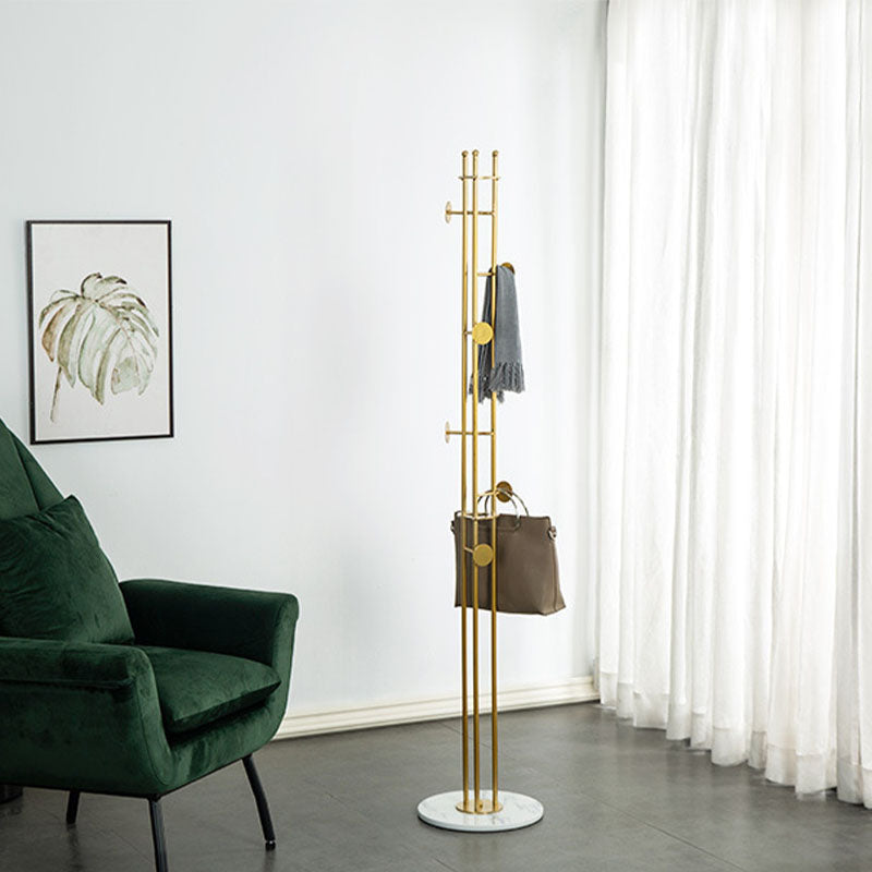 6 Hooks Metal Coat Hanger Luxury Marble Base Hall Tree for Living Room