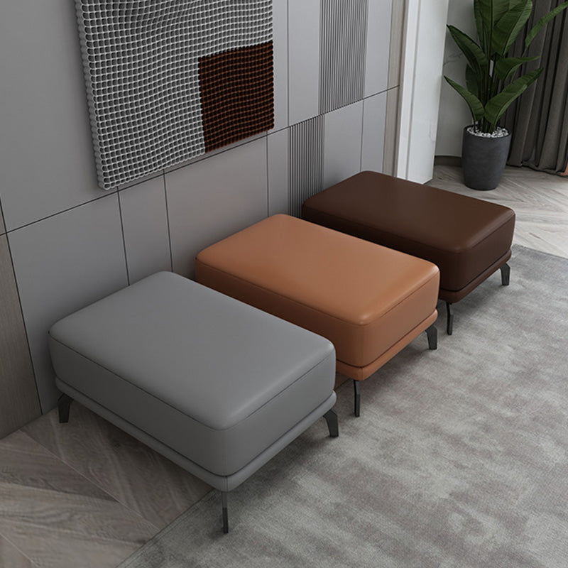 Rectangle Footstools Genuine Leather 23.4 Inch Width Standard Foot Stool