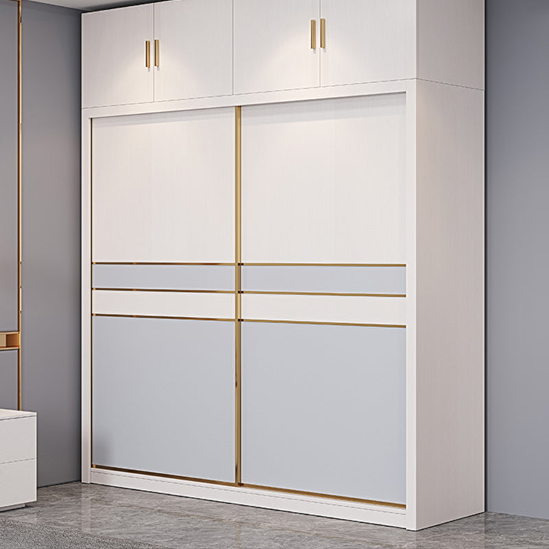 Bedroom Sliding Doors Armoire Coastal Wooden Storage Cabinet