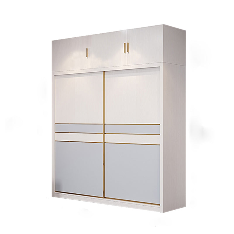 Bedroom Sliding Doors Armoire Coastal Wooden Storage Cabinet