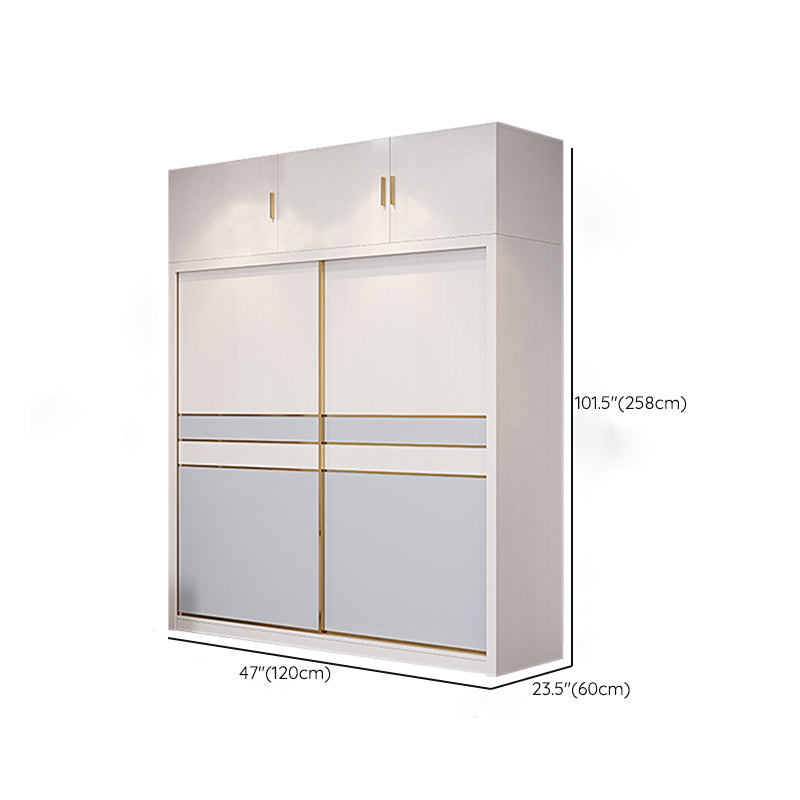 Bedroom Sliding Doors Armoire Coastal Wooden Storage Cabinet