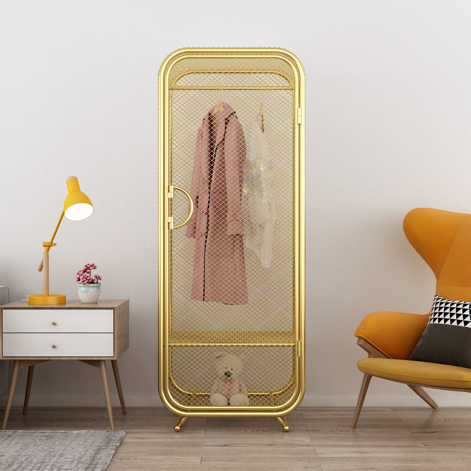 Bedroom Wardrobe Armoire Industrial Style Metal Storage Cabinet