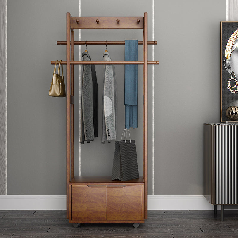 Modern Style Bedroom Wardrobe Movable Wooden Armoire with Drawers