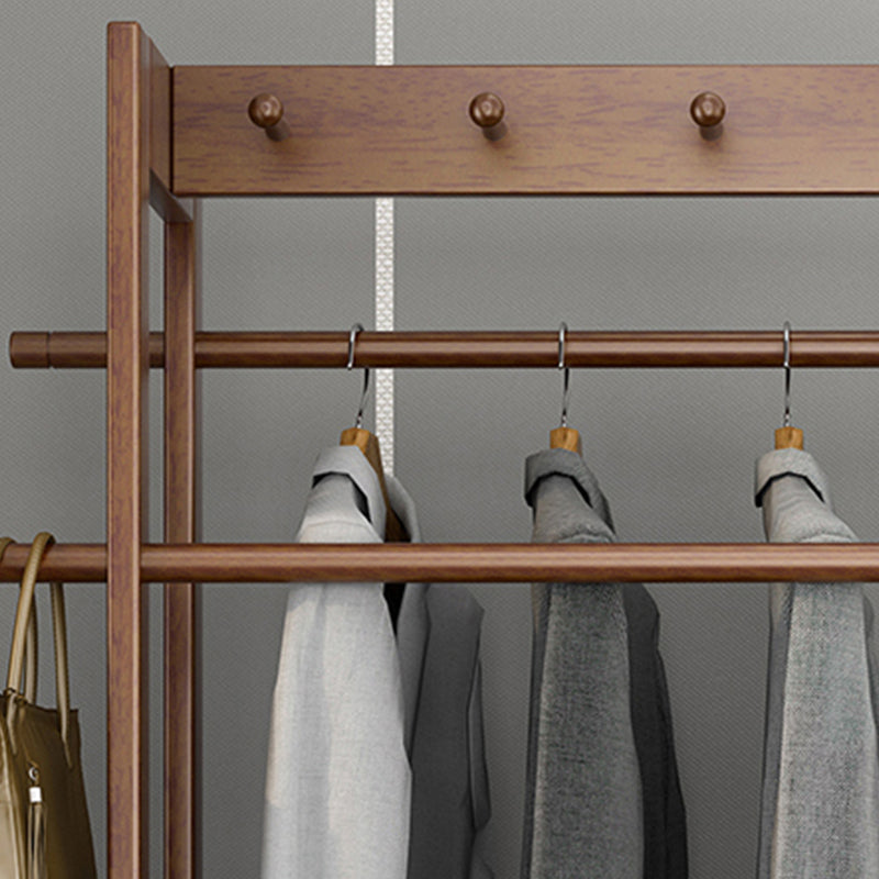 Modern Style Bedroom Wardrobe Movable Wooden Armoire with Drawers