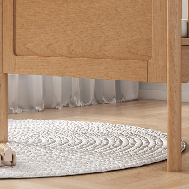 Solid Wood Washed Contemporary Nursery Bed in Natural with Guardrail