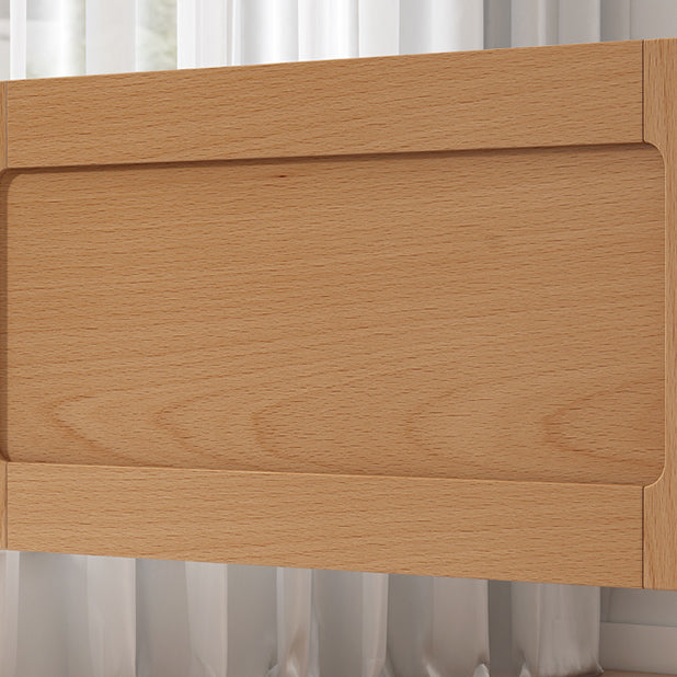 Solid Wood Washed Contemporary Nursery Bed in Natural with Guardrail