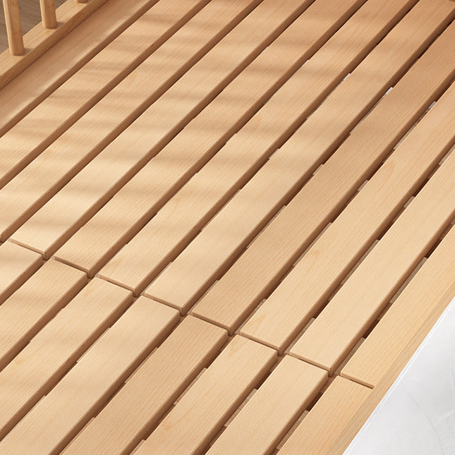 Solid Wood Washed Contemporary Nursery Bed in Natural with Guardrail